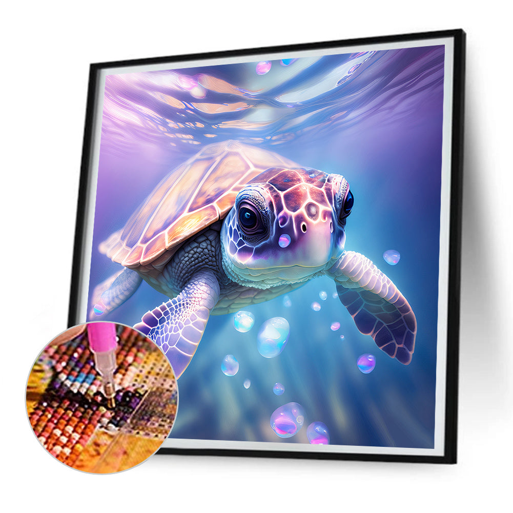 Sea Turtle In Ocean - Full Round Drill Diamond Painting 30*30CM