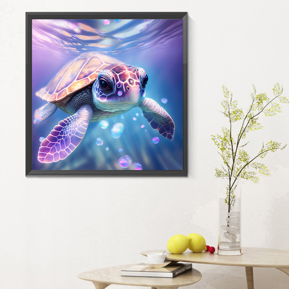 Sea Turtle In Ocean - Full Round Drill Diamond Painting 30*30CM