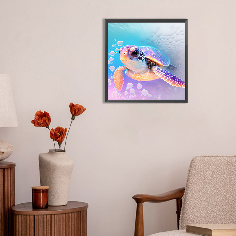 Sea Turtle In Ocean - Full Round Drill Diamond Painting 30*30CM