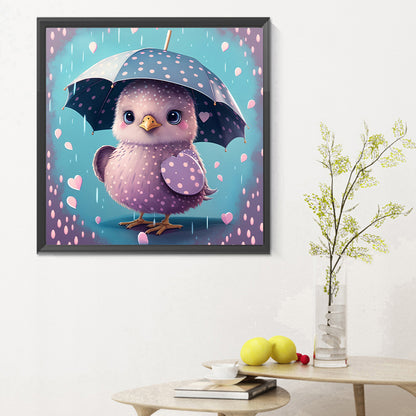 Chicken Holding An Umbrella In The Rain - Full Round Drill Diamond Painting 30*30CM