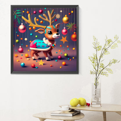 Christmas Reindeer - Full Round Drill Diamond Painting 30*30CM