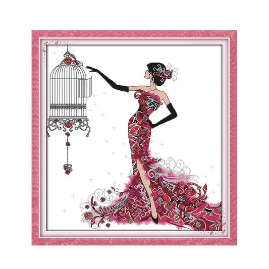 The Elegance Of A Birdcage - 14CT Stamped Cross Stitch 48*50CM