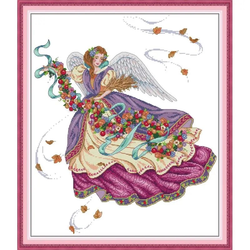 Purple Angel - 14CT Stamped Cross Stitch 48*55CM