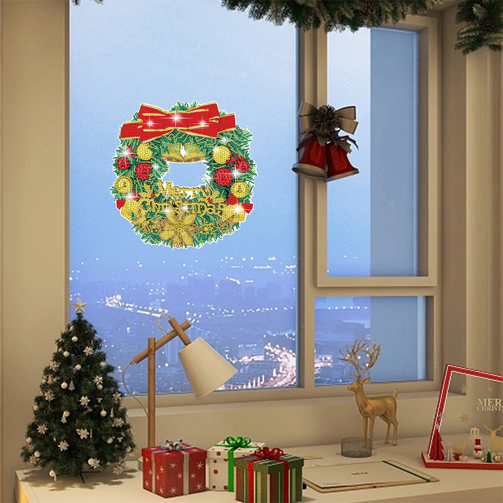Diamond Painting Sticker Gem DIY Craft Kit for Kid Gift (Christmas Wreath #3)