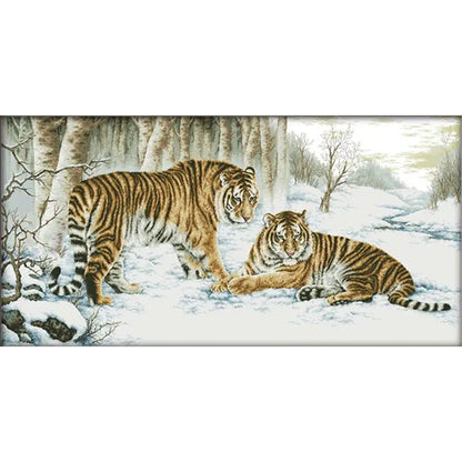 Tiger - 14CT Stamped Cross Stitch 163*89CM