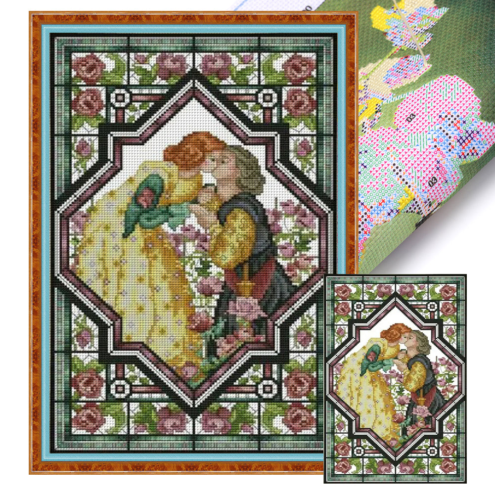 Lovers In Rose Garden - 14CT Stamped Cross Stitch 29*42CM