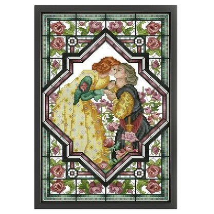 Lovers In Rose Garden - 14CT Stamped Cross Stitch 29*42CM