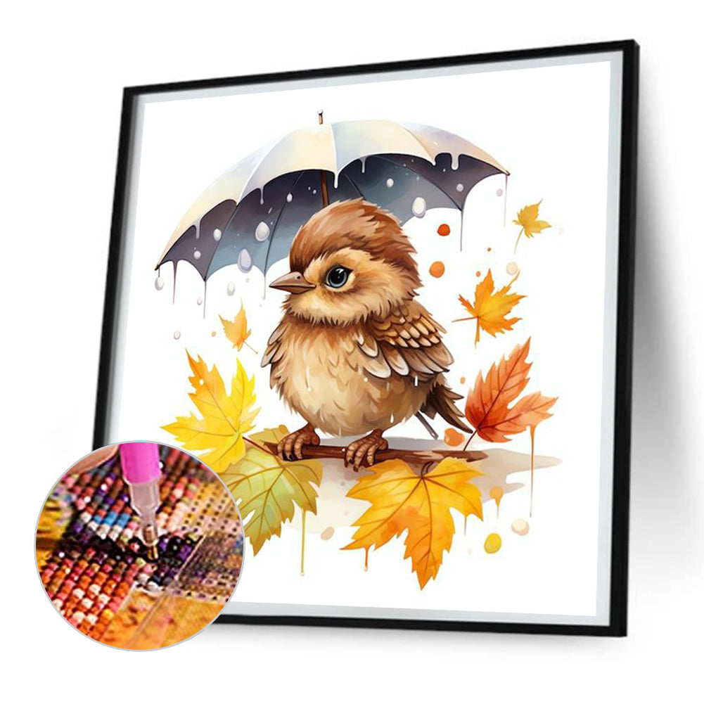 Bird Holding Umbrella - Full Round Drill Diamond Painting 30*30CM