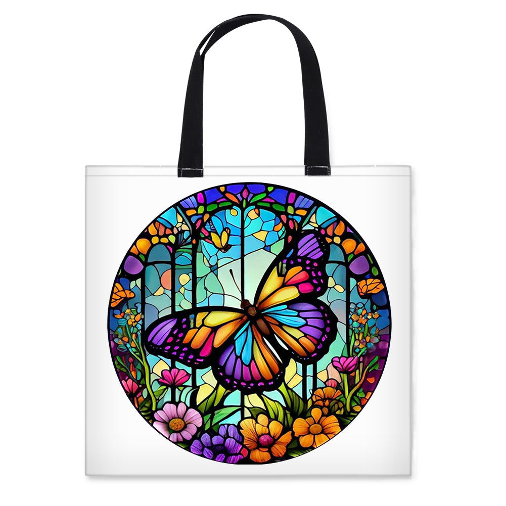 Embroidery Kit Stained Glass Butterfly Canvas Bag Cross Stitch Kit for Beginners