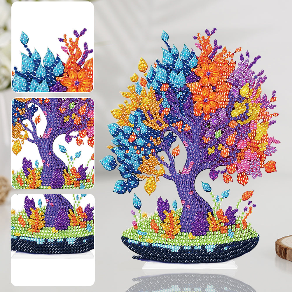 Acrylic Flower Tree Diamonds Painting Desktop Decor for Office Desktop Decor