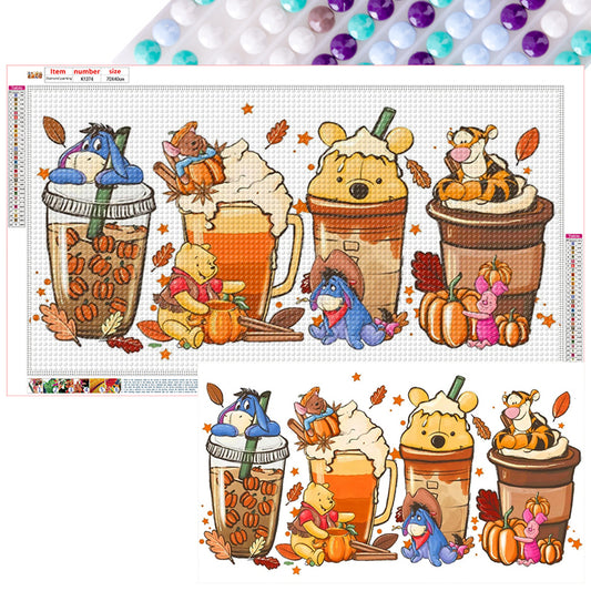 Winnie The Pooh Drinks - Full Round Drill Diamond Painting 70*40CM