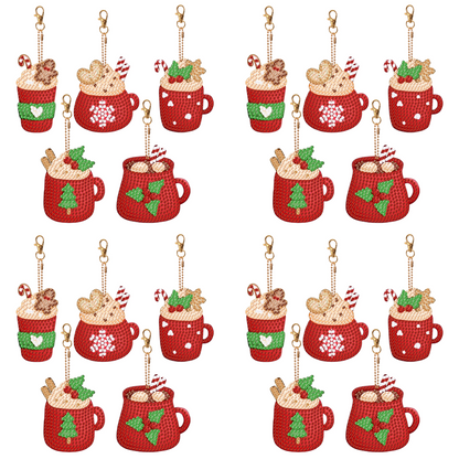 5PCS Double Sided Special Shape Diamond Painting Keychain (Ice Cream Cup)