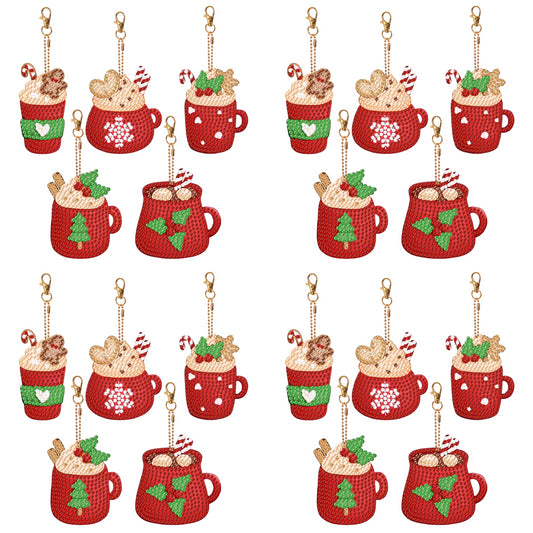 5PCS Double Sided Special Shape Diamond Painting Keychain (Ice Cream Cup)