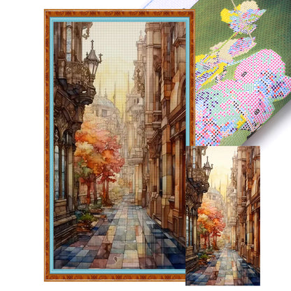 Glass Painting-Alley - 14CT Stamped Cross Stitch 40*70CM(Joy Sunday)