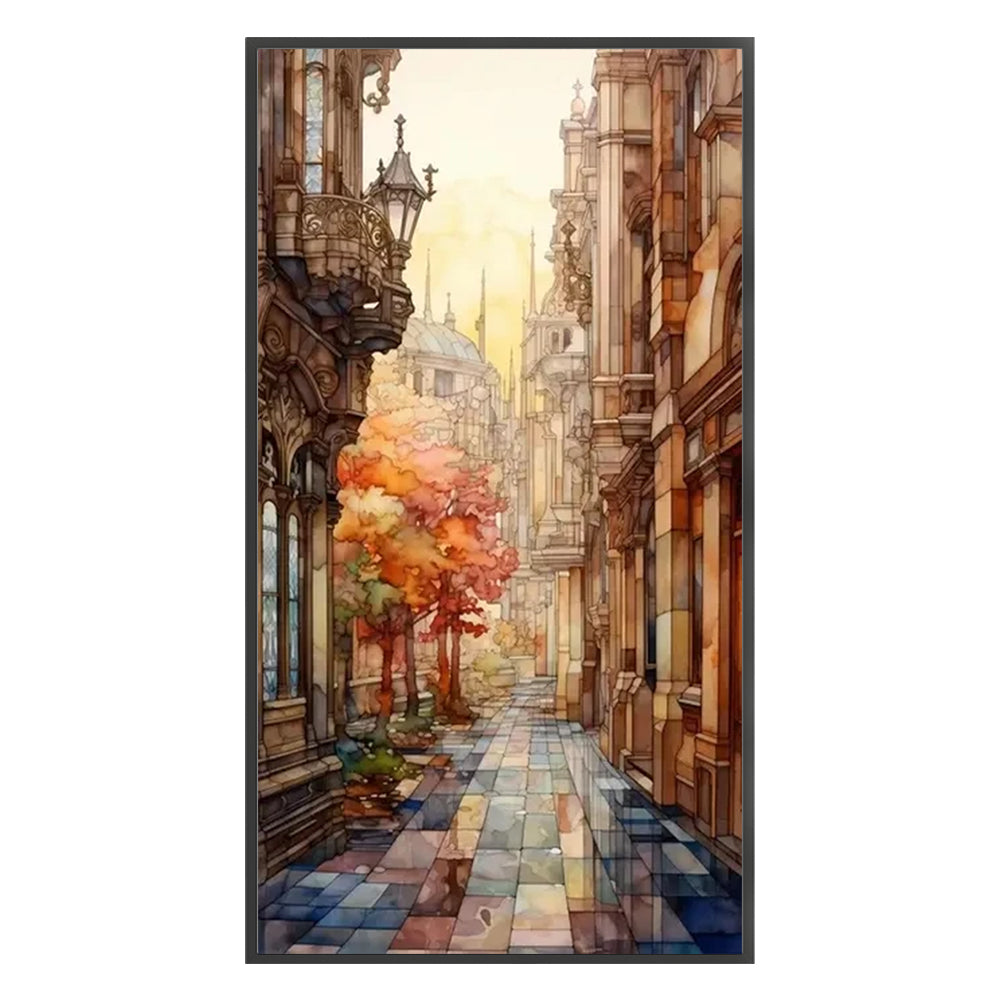Glass Painting-Alley - 14CT Stamped Cross Stitch 40*70CM(Joy Sunday)