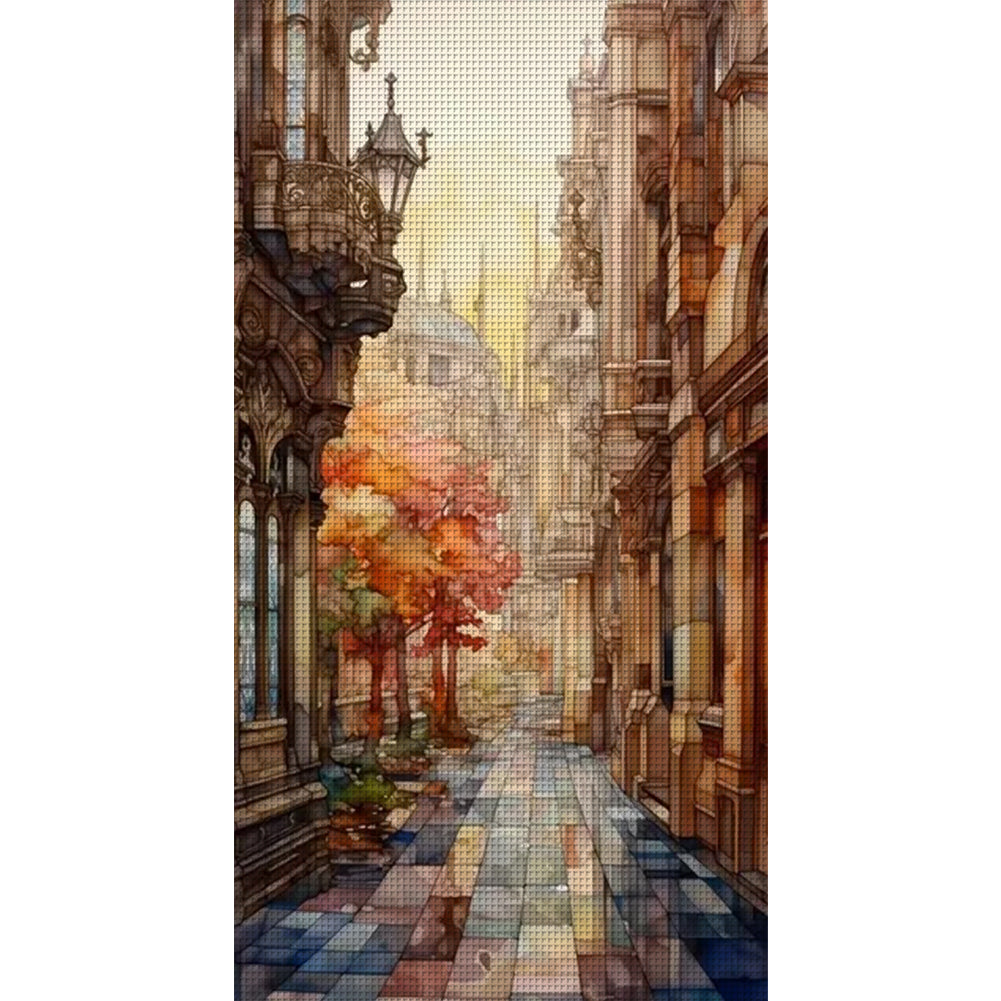 Glass Painting-Alley - 14CT Stamped Cross Stitch 40*70CM(Joy Sunday)