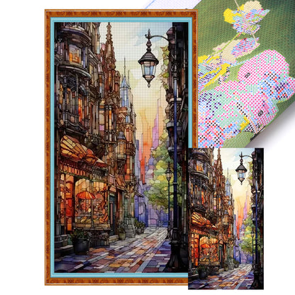 Glass Painting-Alley - 14CT Stamped Cross Stitch 40*70CM(Joy Sunday)