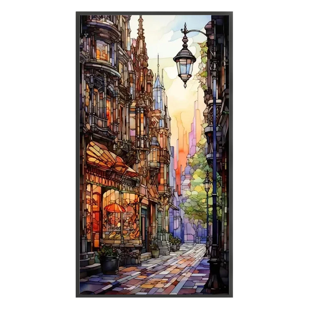 Glass Painting-Alley - 14CT Stamped Cross Stitch 40*70CM(Joy Sunday)