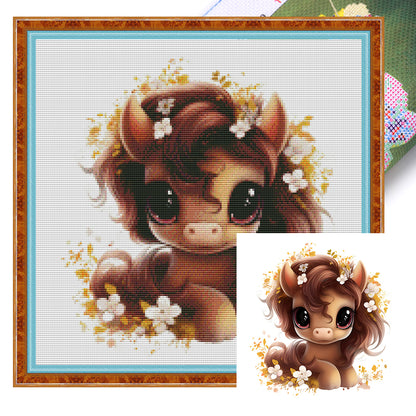 Cute Pony - 18CT Stamped Cross Stitch 30*30CM(Joy Sunday)