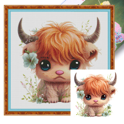 Cute Calf - 18CT Stamped Cross Stitch 30*30CM(Joy Sunday)