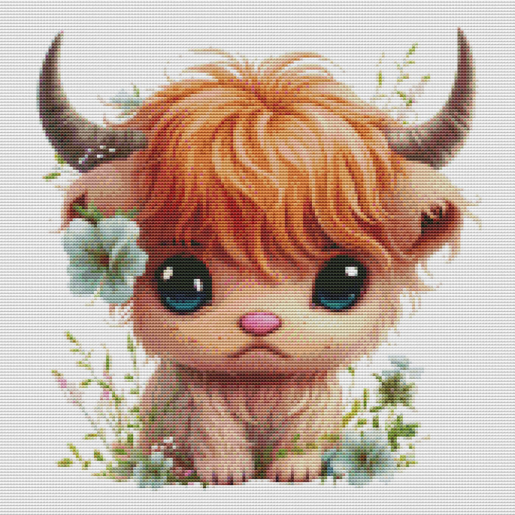 Cute Calf - 18CT Stamped Cross Stitch 30*30CM(Joy Sunday)