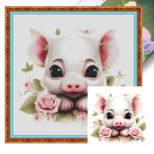 Cute Pig - 18CT Stamped Cross Stitch 30*30CM(Joy Sunday)