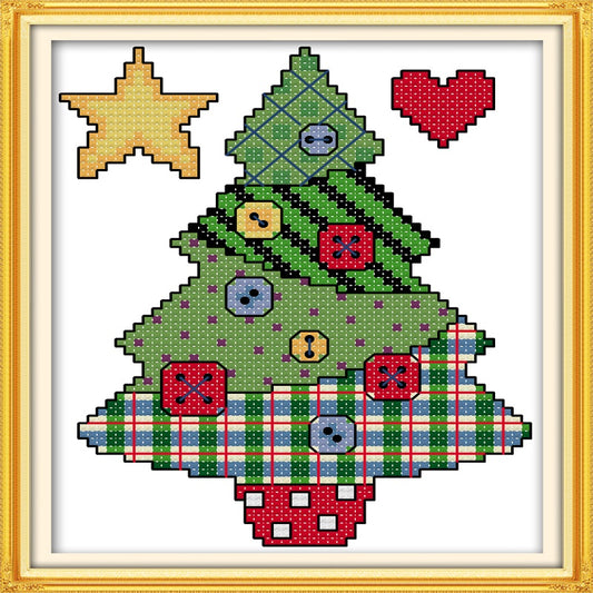 Button Christmas Tree - 11CT Counted Cross Stitch 18*21CM(Joy Sunday)