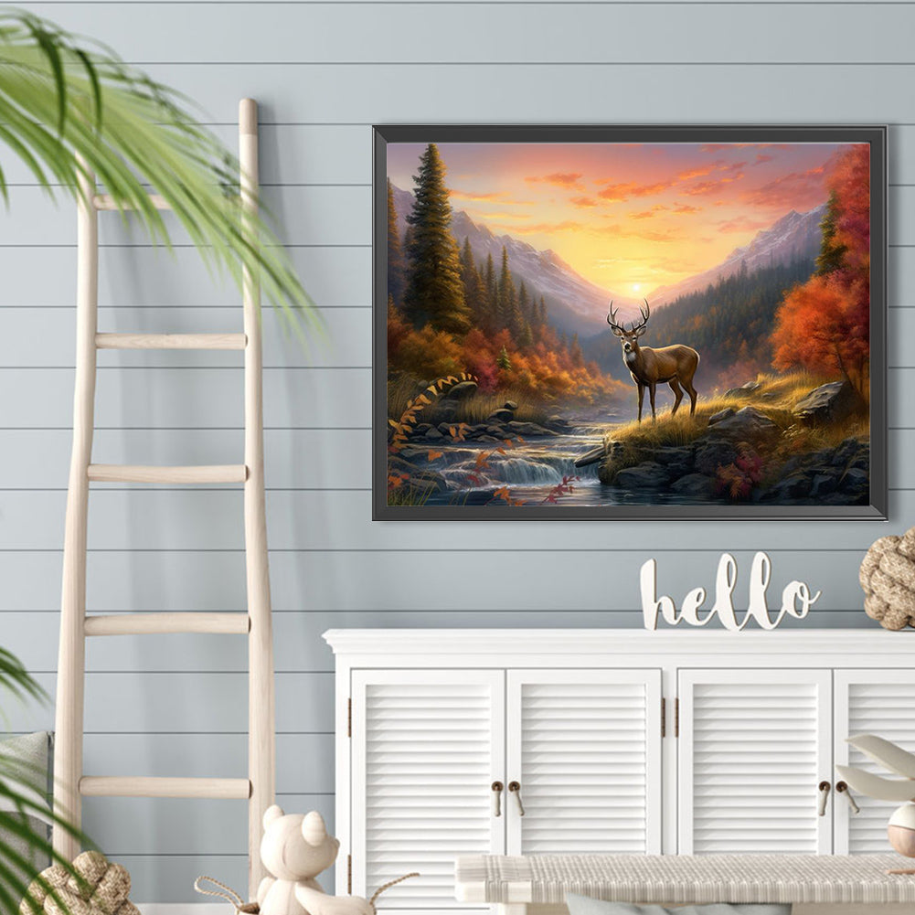 Reindeer In The Woods - Full Round Drill Diamond Painting 40*30CM