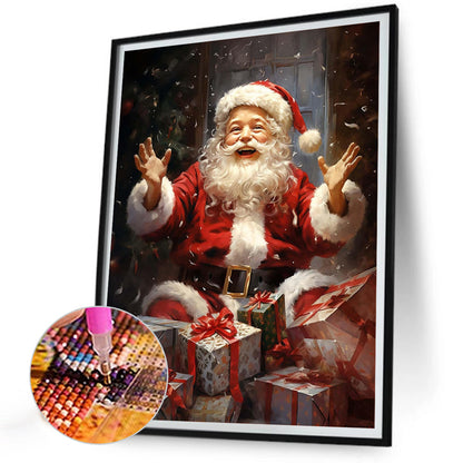 Santa Claus With Gift Box - Full AB Round Drill Diamond Painting 30*40CM