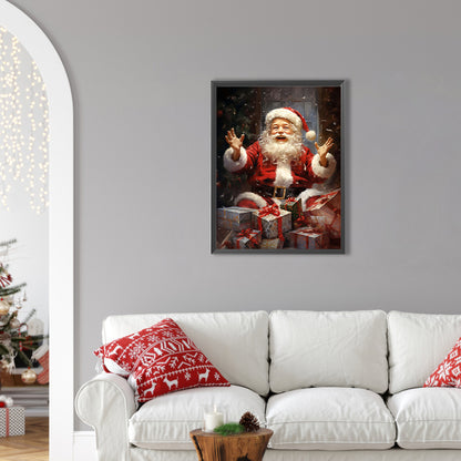 Santa Claus With Gift Box - Full AB Round Drill Diamond Painting 30*40CM