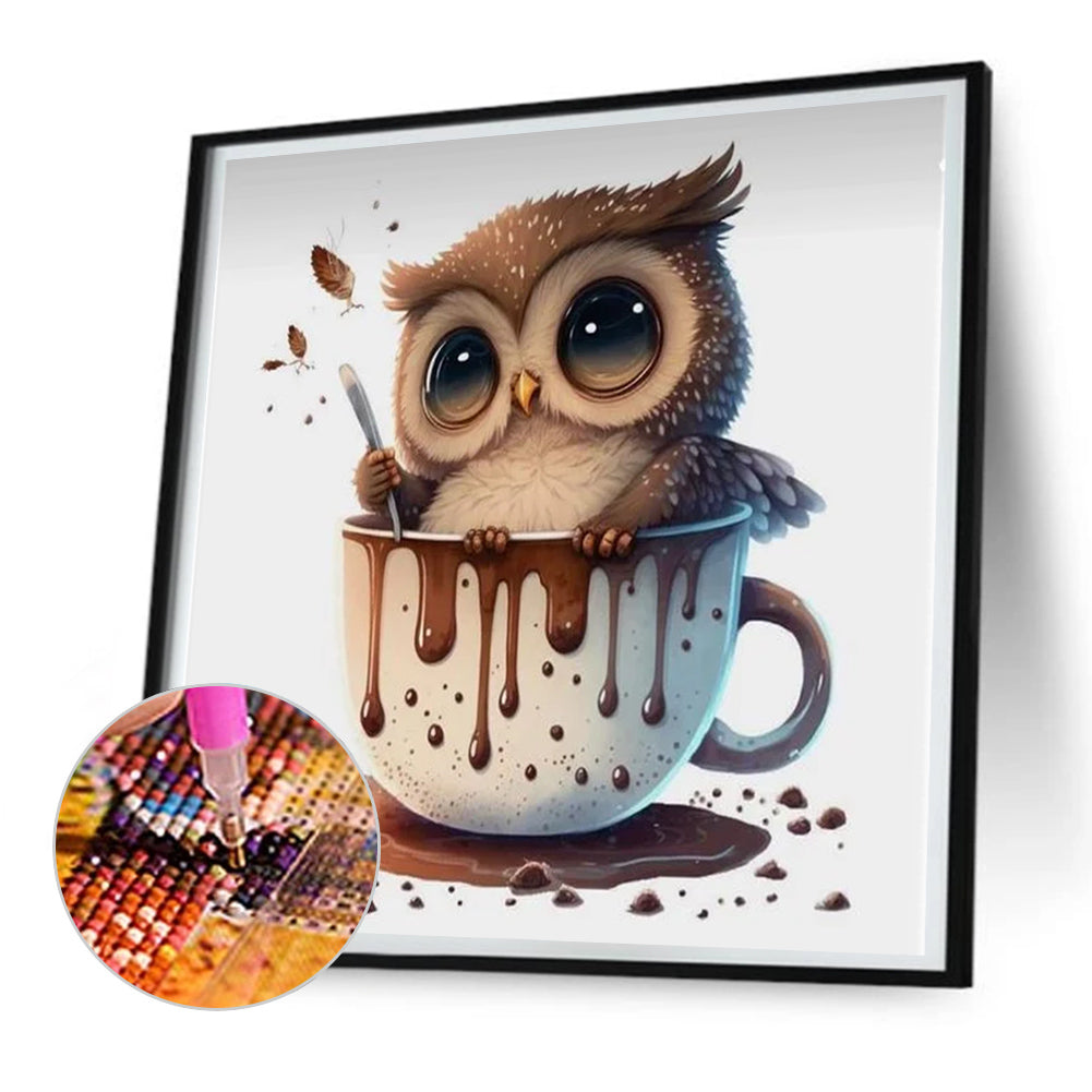 Teacup Owl - Full Round Drill Diamond Painting 30*30CM