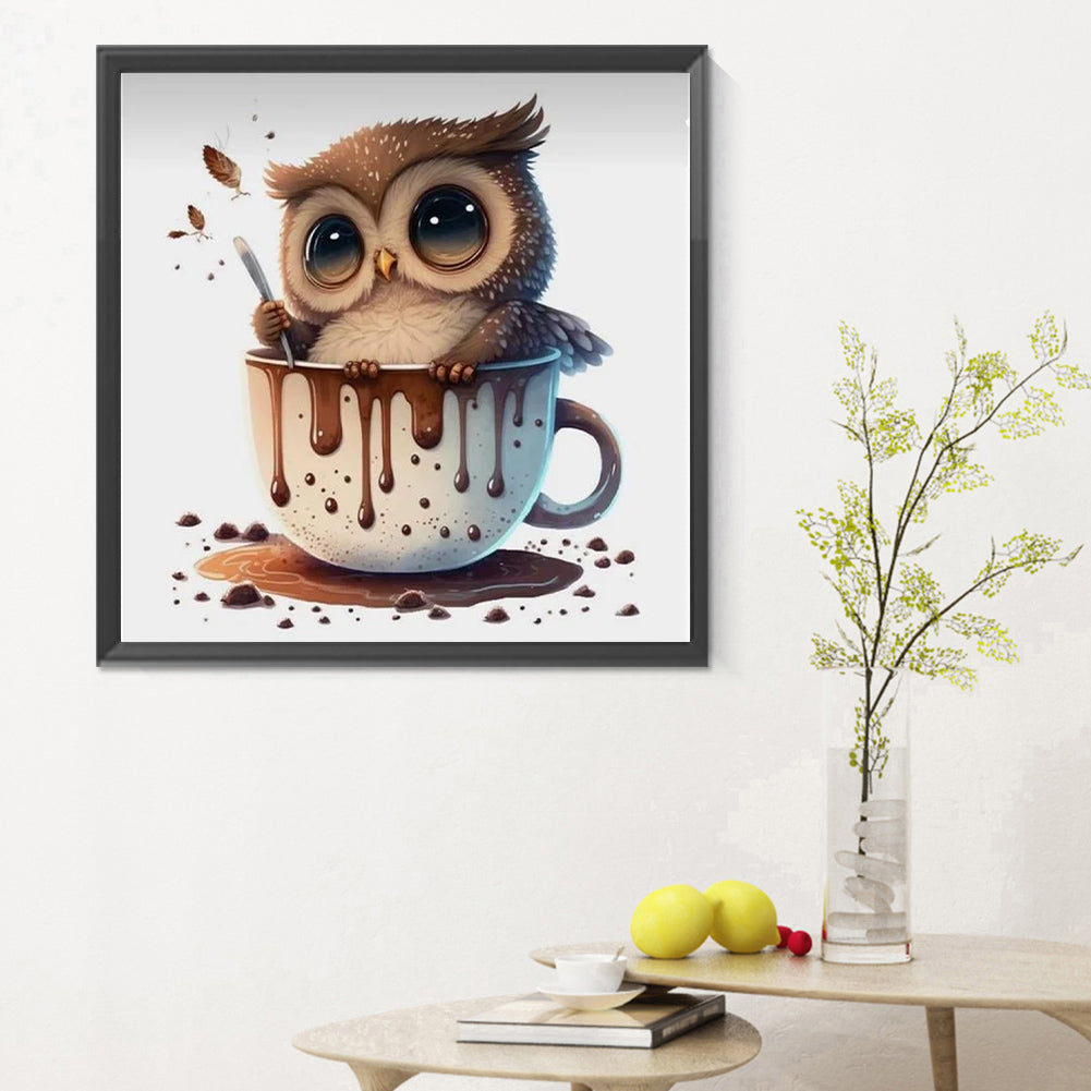 Teacup Owl - Full Round Drill Diamond Painting 30*30CM