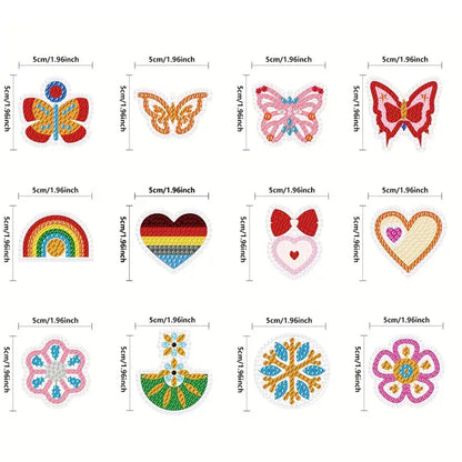 12 Pairs Double Sided Diamond Painting Earrings for Women Girls (Butterfly)