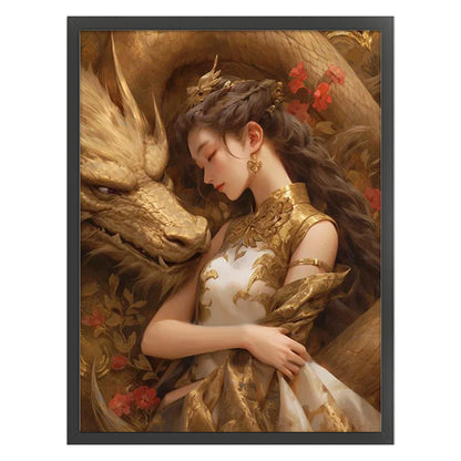 Girl And Dragon - 11CT Stamped Cross Stitch 50*65CM(Joy Sunday)