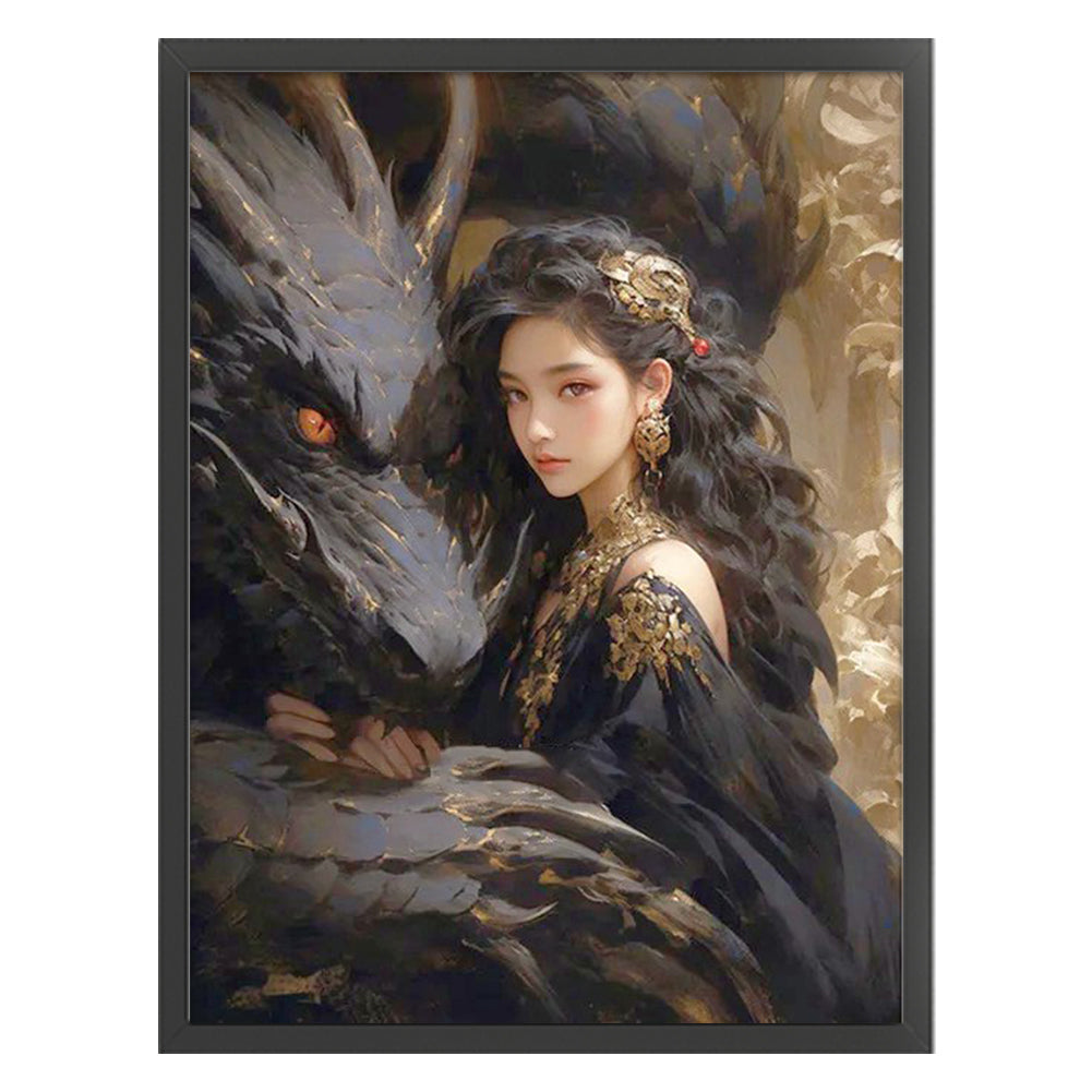 Girl And Dragon - 11CT Stamped Cross Stitch 50*65CM(Joy Sunday)