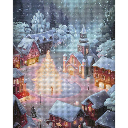 Snow Scene - 11CT Stamped Cross Stitch 40*50CM(Joy Sunday)