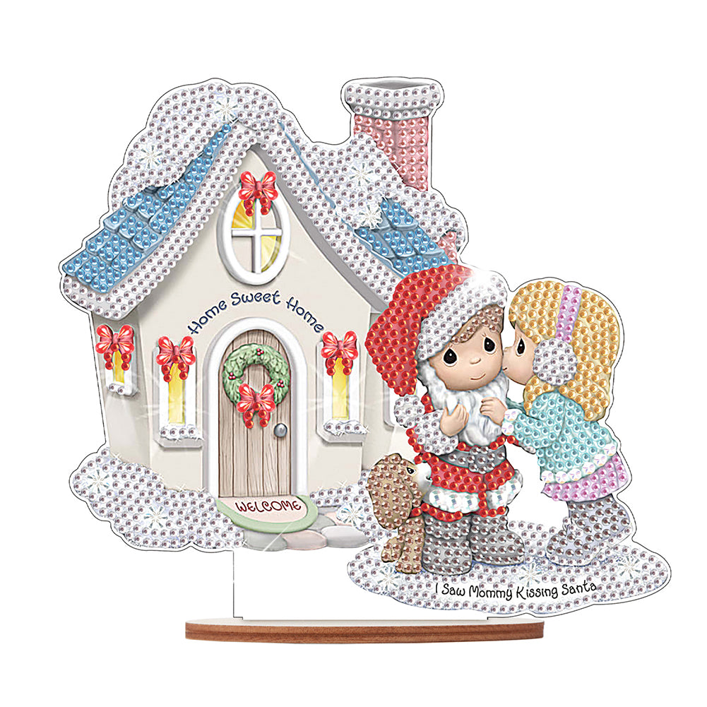 Wooden Xmas Doll Diamonds Painting Desktop Decor for Xmas Table Office Decor(#6)