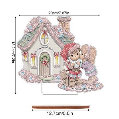 Wooden Xmas Doll Diamonds Painting Desktop Decor for Xmas Table Office Decor(#6)