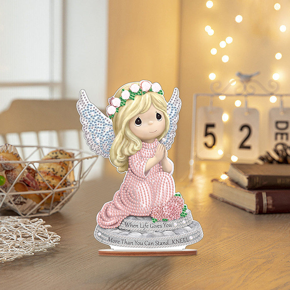 Wooden Xmas Doll Diamonds Painting Desktop Decor for Xmas Table Office Decor(#9)