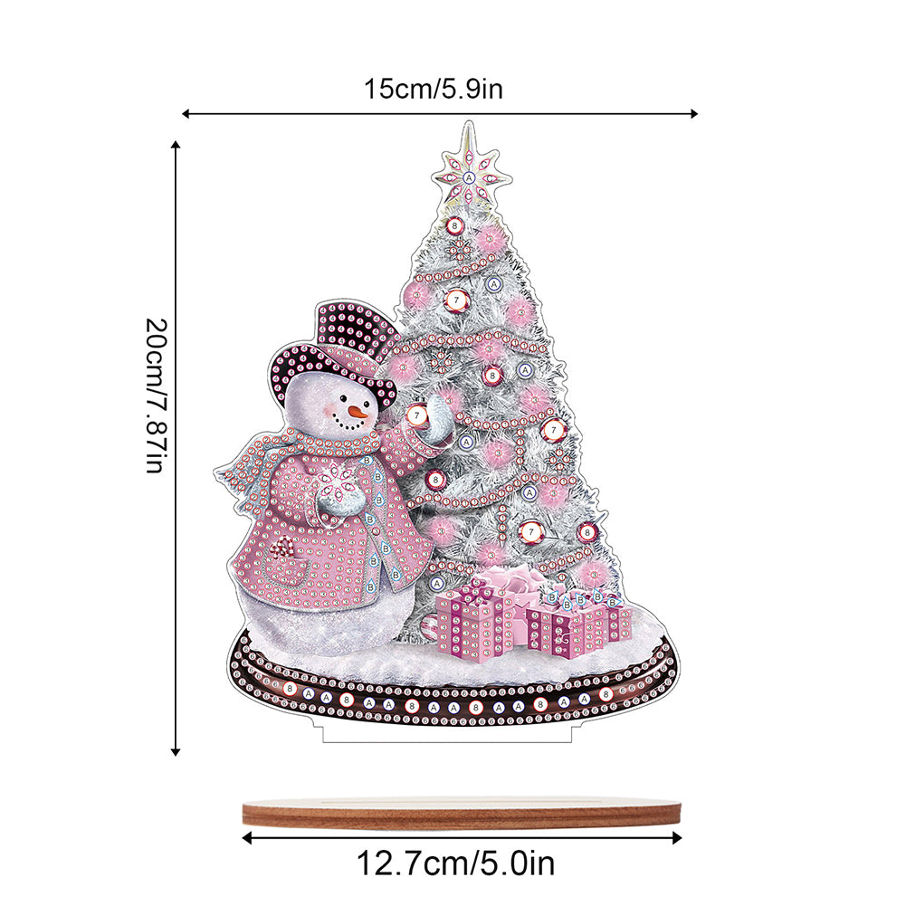Wooden Xmas Snowman Diamonds Painting Desktop Decor for Table Office Decor (#6)