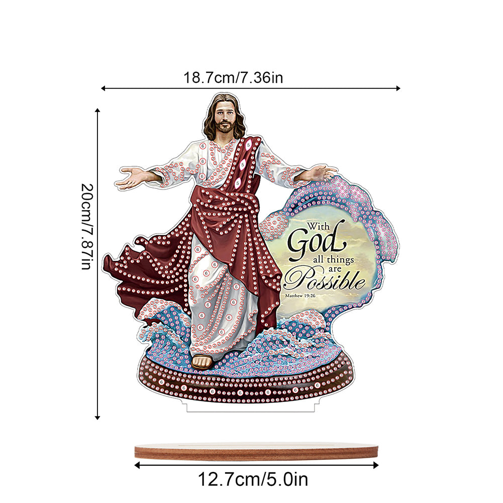 Wooden Jesus Angel Diamonds Painting Desktop Decor for Table Office Decor (#3)