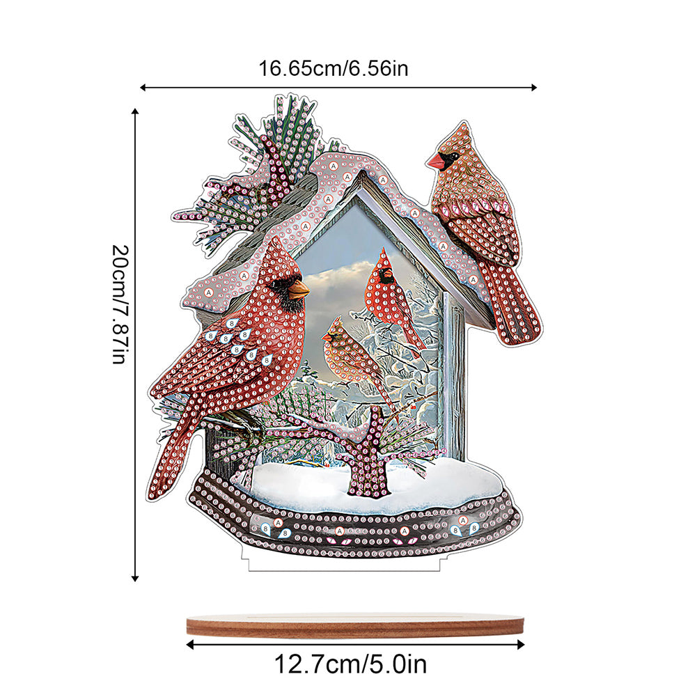 Wooden Xmas Cardinal Desktop Diamond Art Kits for Xmas Table Office Decor (#1)