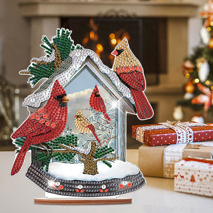 Wooden Xmas Cardinal Desktop Diamond Art Kits for Xmas Table Office Decor (#1)