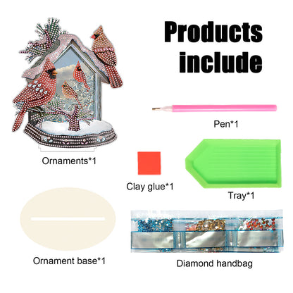 Wooden Xmas Cardinal Desktop Diamond Art Kits for Xmas Table Office Decor (#1)