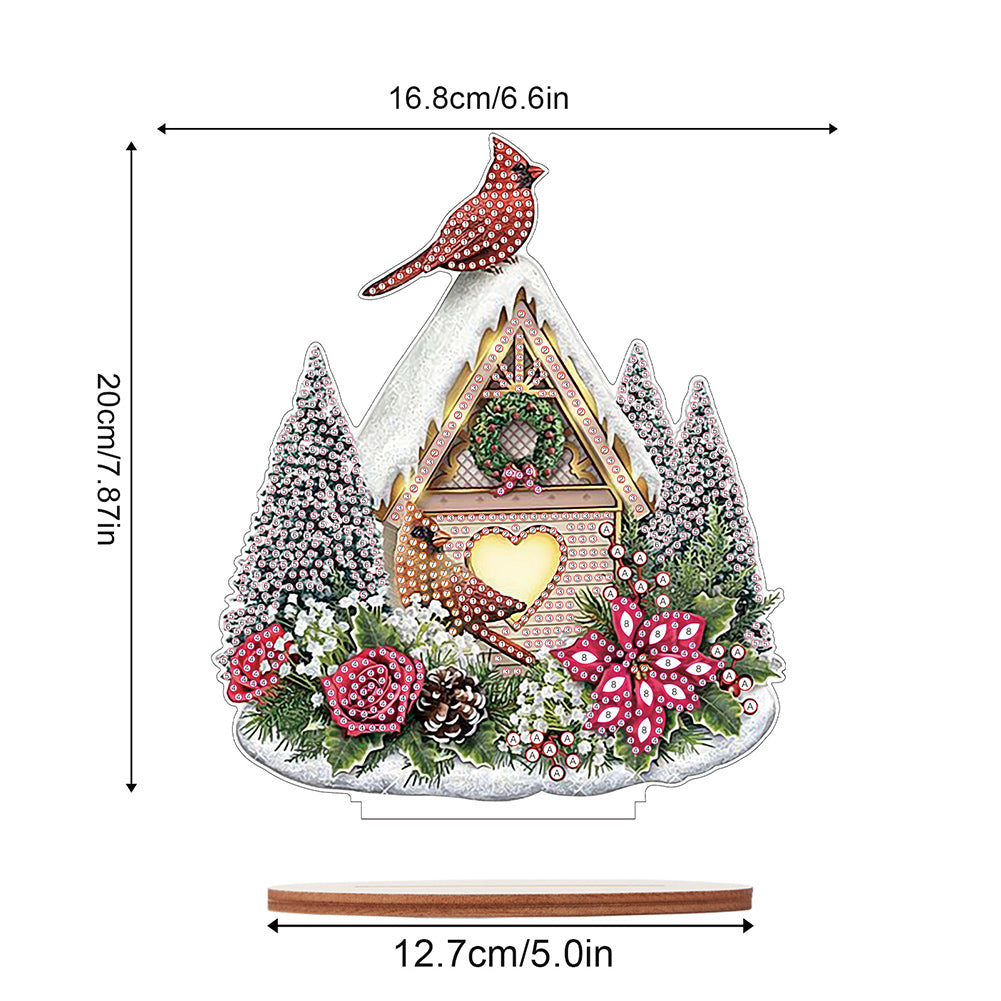 Wooden Xmas Cardinal Desktop Diamond Art Kits for Xmas Table Office Decor (#5)