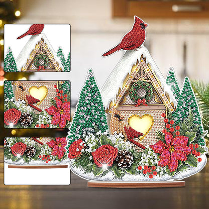 Wooden Xmas Cardinal Desktop Diamond Art Kits for Xmas Table Office Decor (#5)