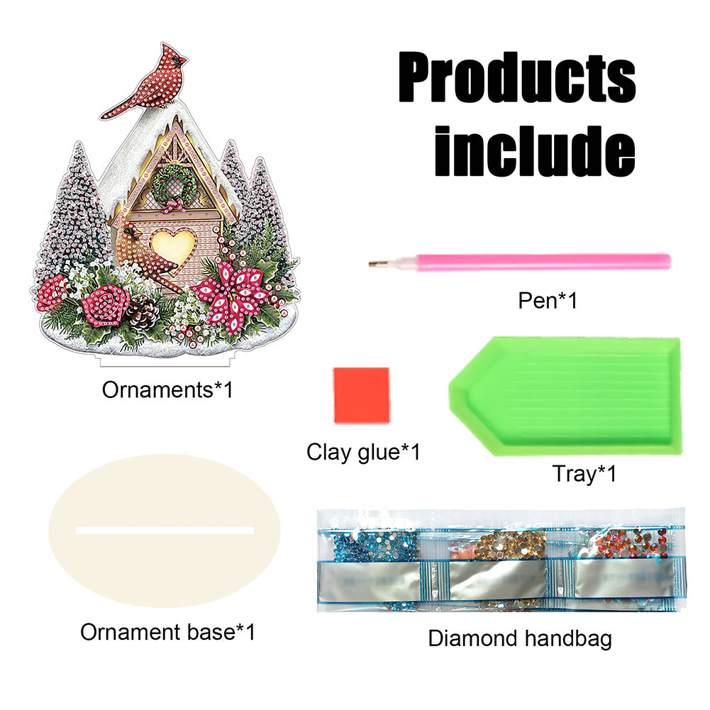 Wooden Xmas Cardinal Desktop Diamond Art Kits for Xmas Table Office Decor (#5)