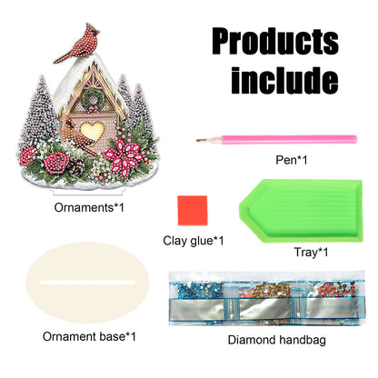 Wooden Xmas Cardinal Desktop Diamond Art Kits for Xmas Table Office Decor (#5)