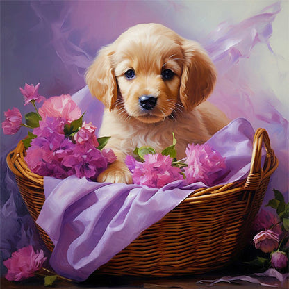 Cute Puppy - 11CT Stamped Cross Stitch 40*40CM(Joy Sunday)