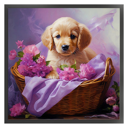 Cute Puppy - 11CT Stamped Cross Stitch 40*40CM(Joy Sunday)